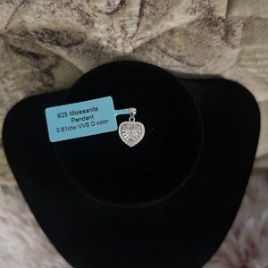 925 Sterling Silver Moissanite Heart Pendant - Passes Diamond Tester